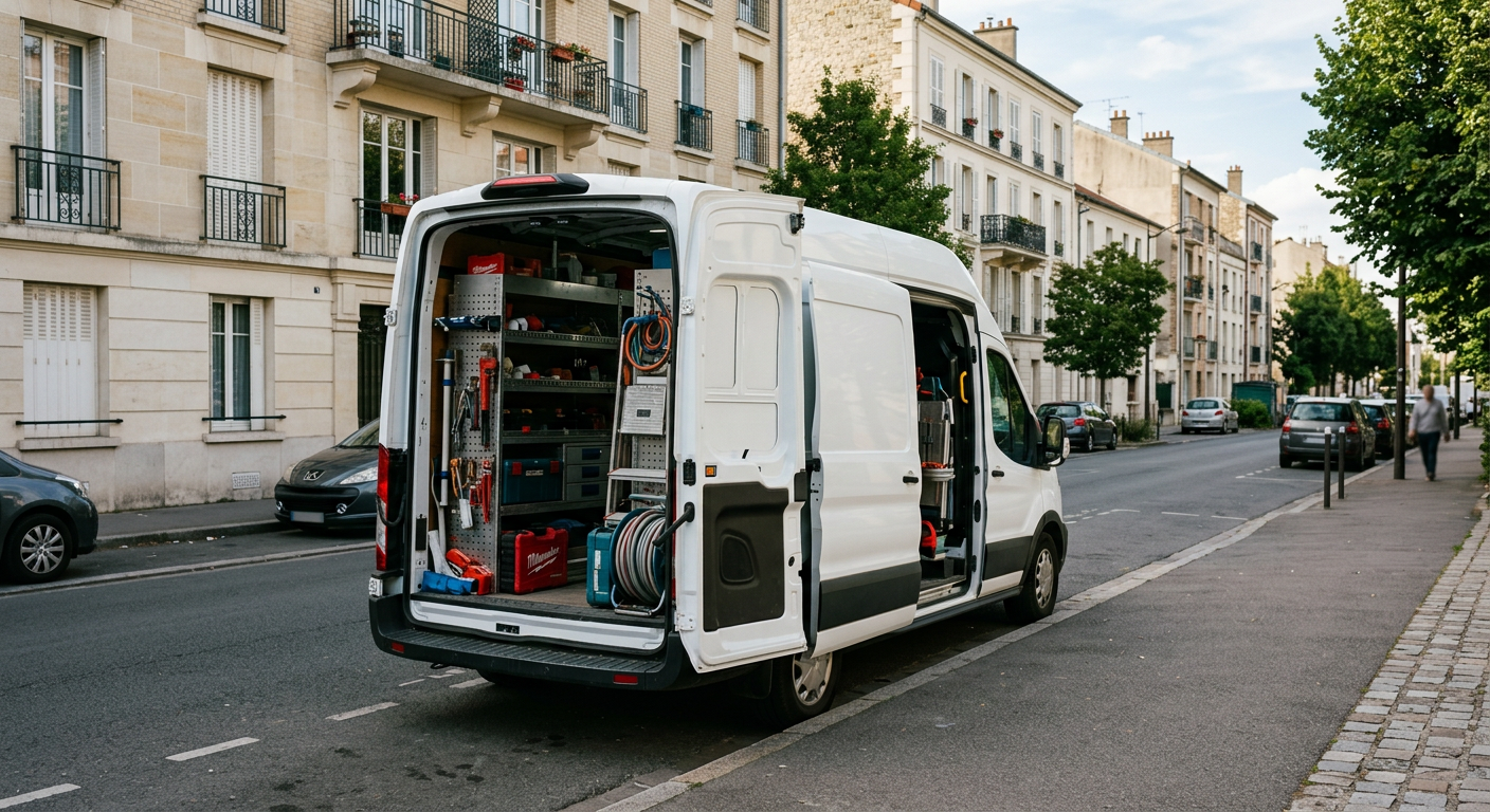 Véhicule Allo Plombier Melun équipé pour intervention en Seine-et-Marne
